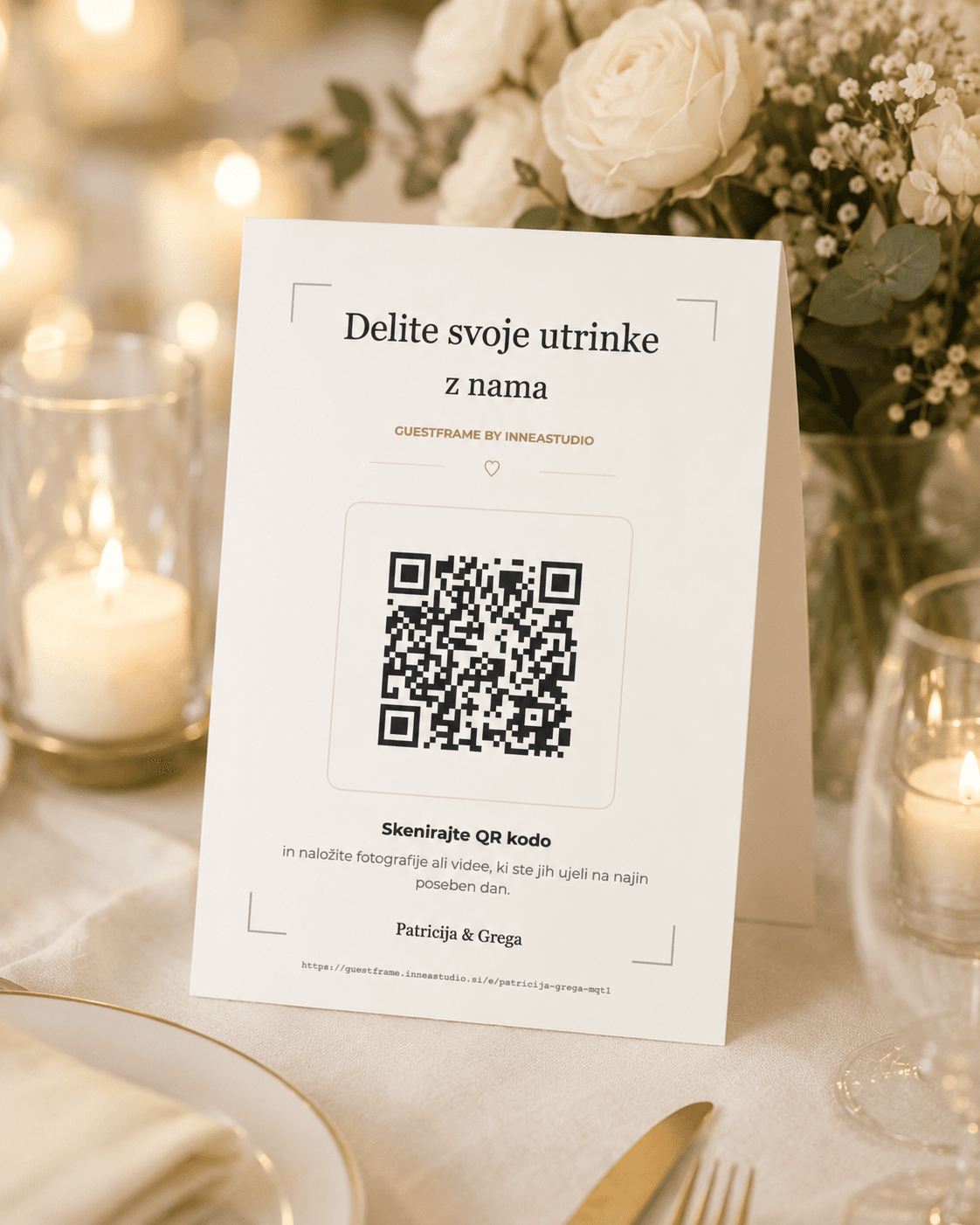 Poročna QR tablica za mizo
